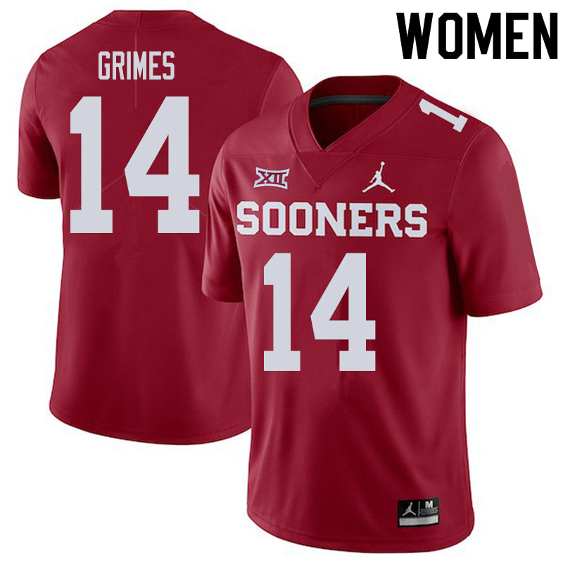 Women #14 Reggie Grimes Oklahoma Sooners College Football Jerseys Sale-Crimson